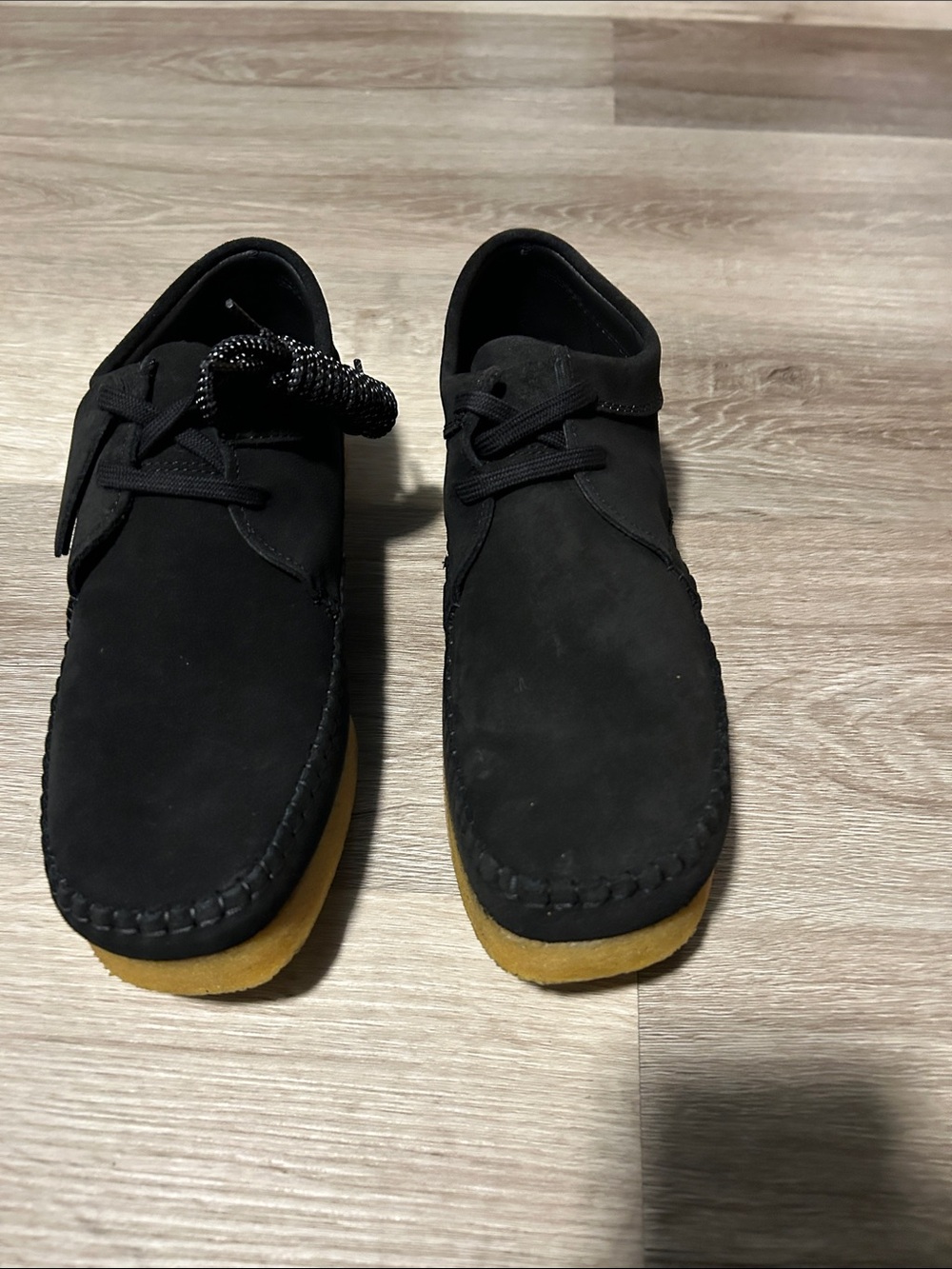 Clarks Black Nubuck Chukka Boots with Yellow Crepe Sole